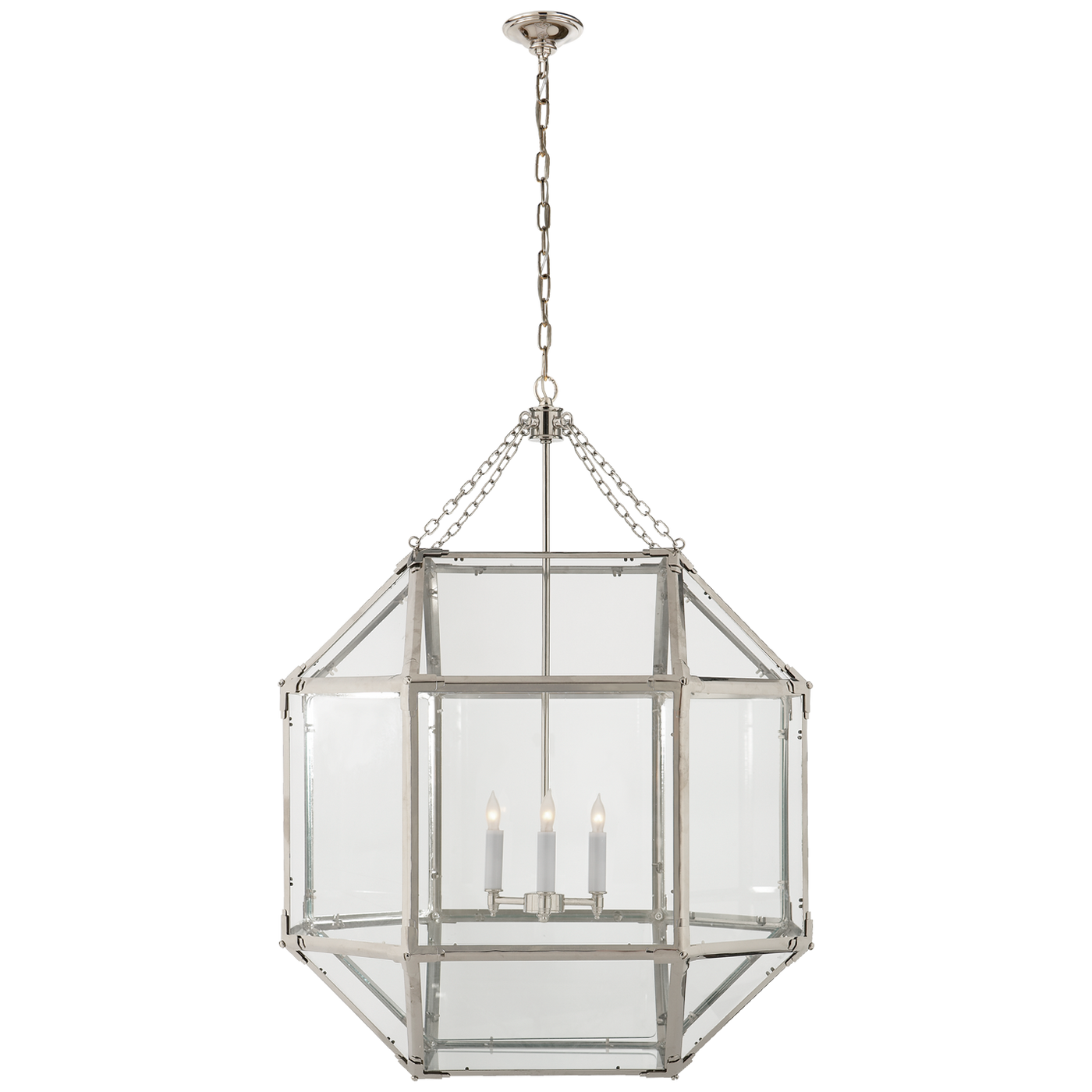 Morris Large Lantern in Polished Nickel with Clear Glass