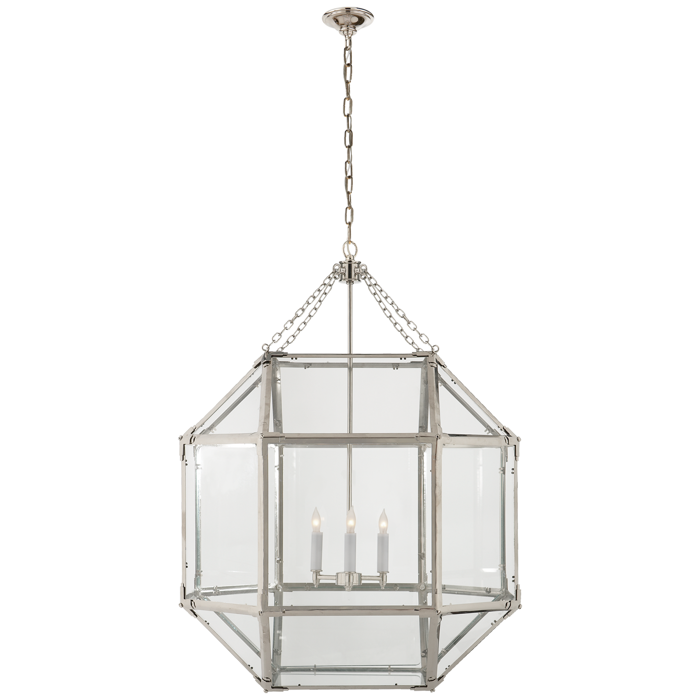Lade das Bild in den Galerie-Viewer, Morris Large Lantern in Polished Nickel with Clear Glass
