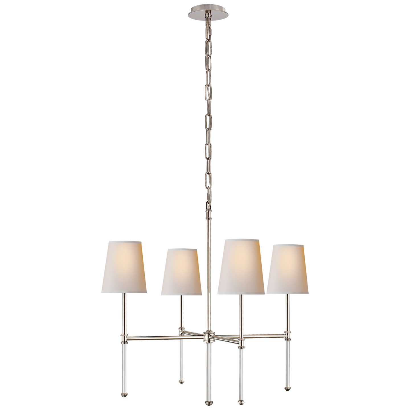 Lade das Bild in den Galerie-Viewer, Camille Small Chandelier in Polished Nickel with Natural Paper Shades
