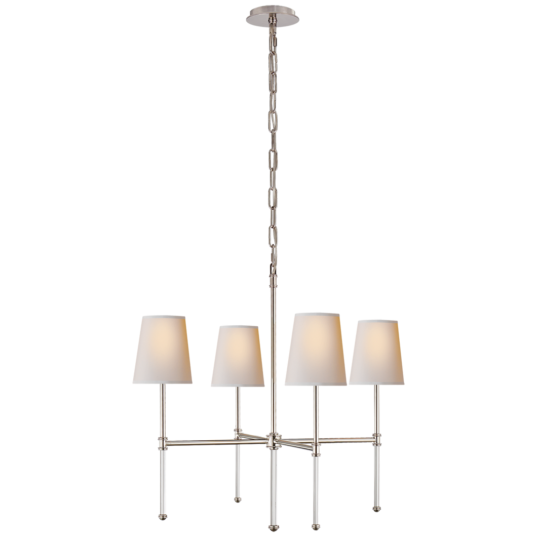 Camille Small Chandelier in Polished Nickel with Natural Paper Shades