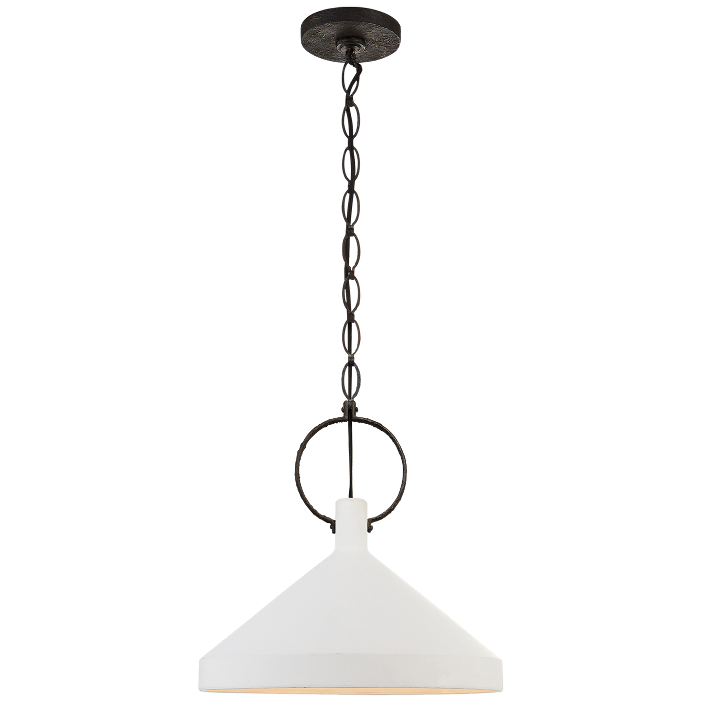 Limoges Large Pendant in Natural Rust with Plaster White Shade