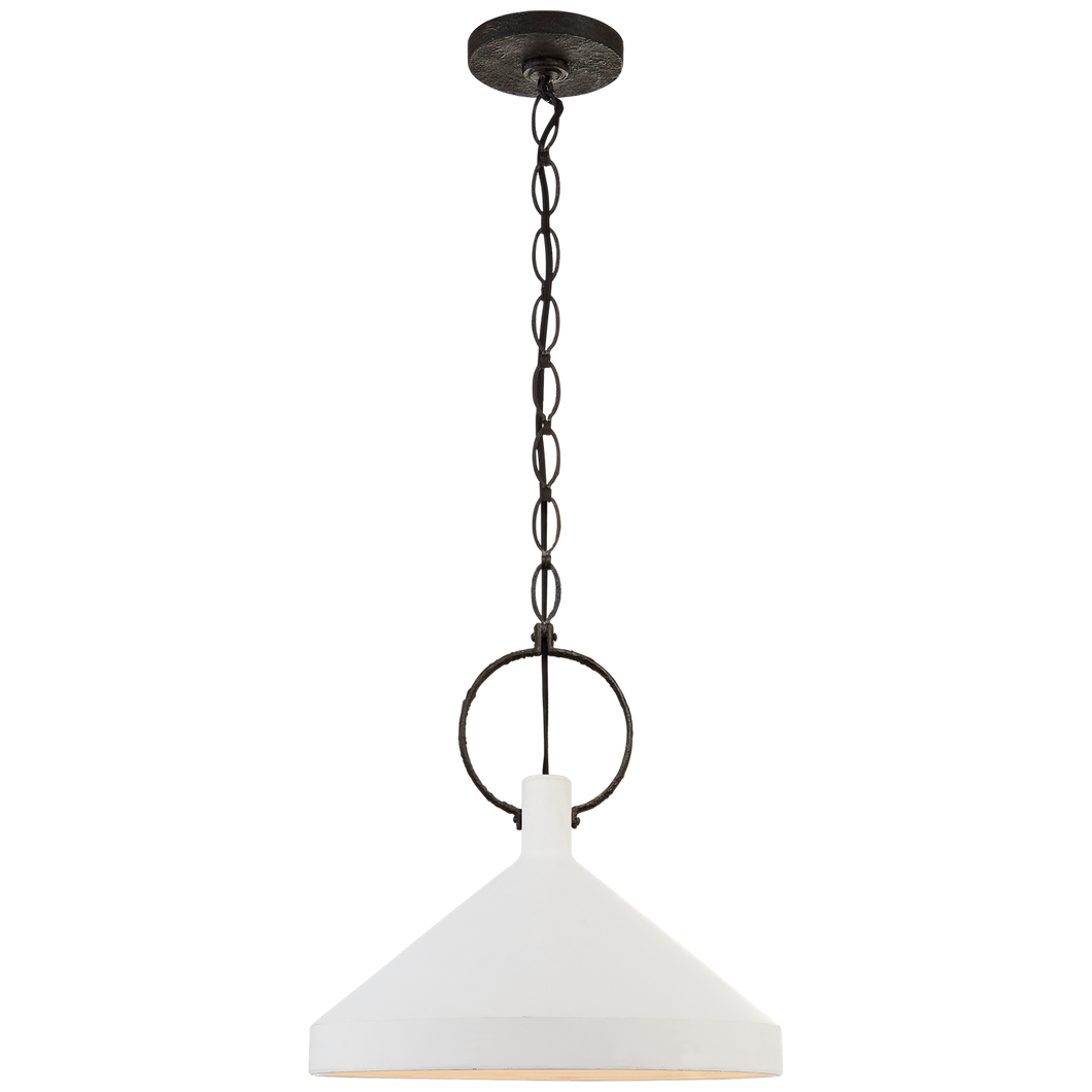 Limoges Large Pendant in Natural Rust with Plaster White Shade