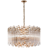 Adele Large Wide Drum Chandelier in Hand-Rubbed Antique Brass with Clear Acrylic