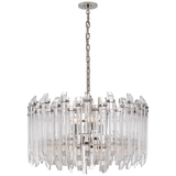 Adele Large Wide Drum Chandelier in Polished Nickel with Clear Acrylic