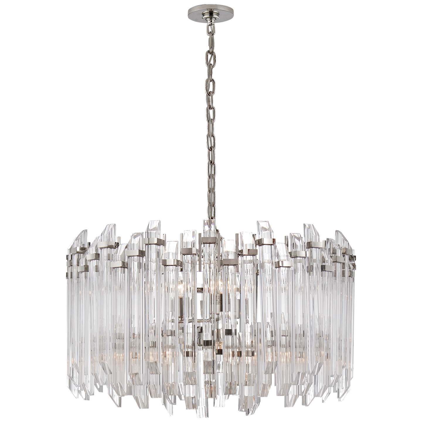 Lade das Bild in den Galerie-Viewer, Adele Large Wide Drum Chandelier in Polished Nickel with Clear Acrylic
