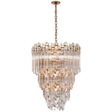 Adele Three-Tier Waterfall Chandelier in Hand-Rubbed Antique Brass with Clear Acrylic