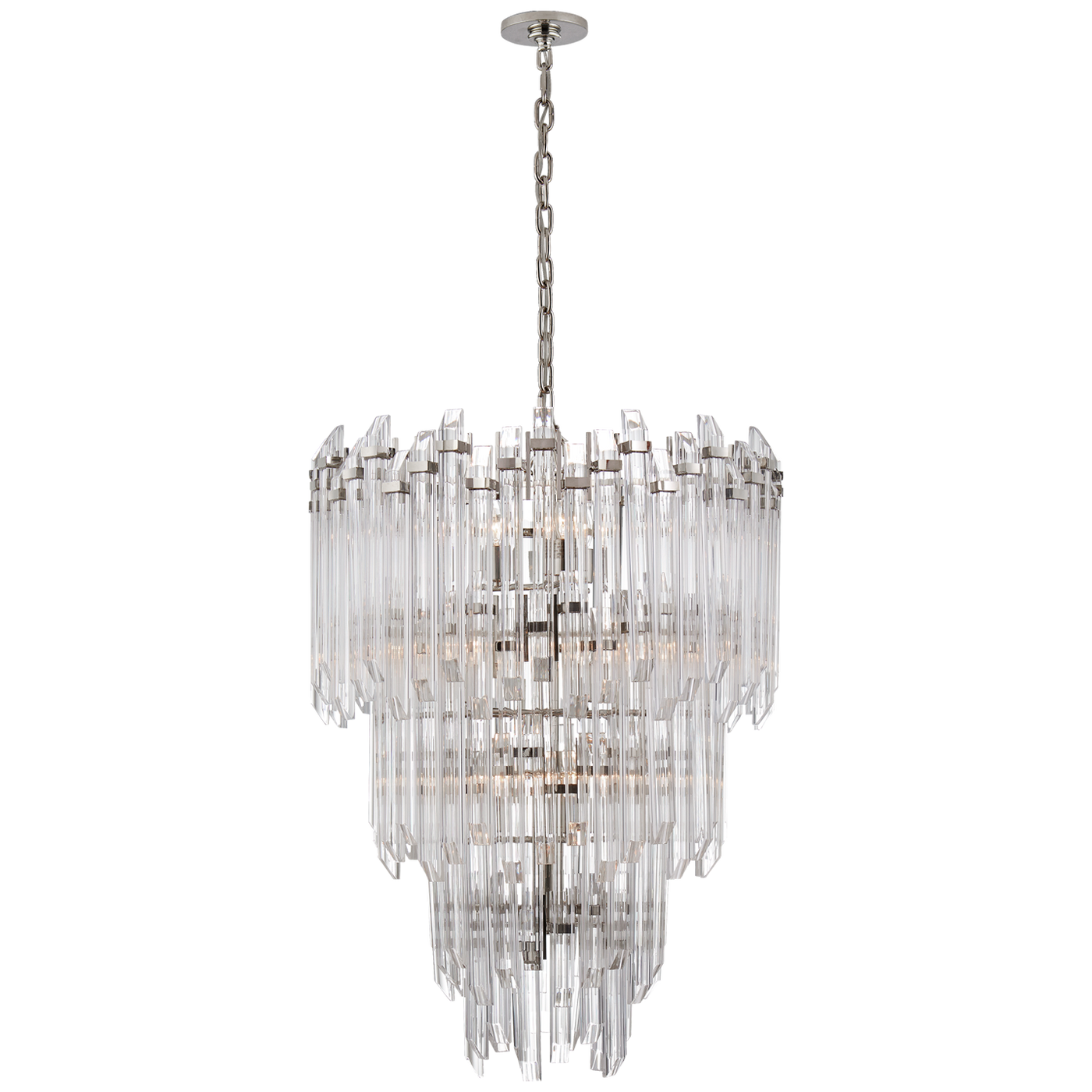Adele Three-Tier Waterfall Chandelier in Polished Nickel with Clear Acrylic