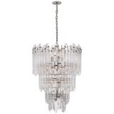 Adele Three-Tier Waterfall Chandelier in Polished Nickel with Clear Acrylic