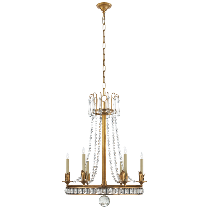 Regency Medium Chandelier in Hand-Rubbed Antique Brass with Seeded Glass