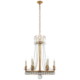 Regency Medium Chandelier in Hand-Rubbed Antique Brass with Seeded Glass