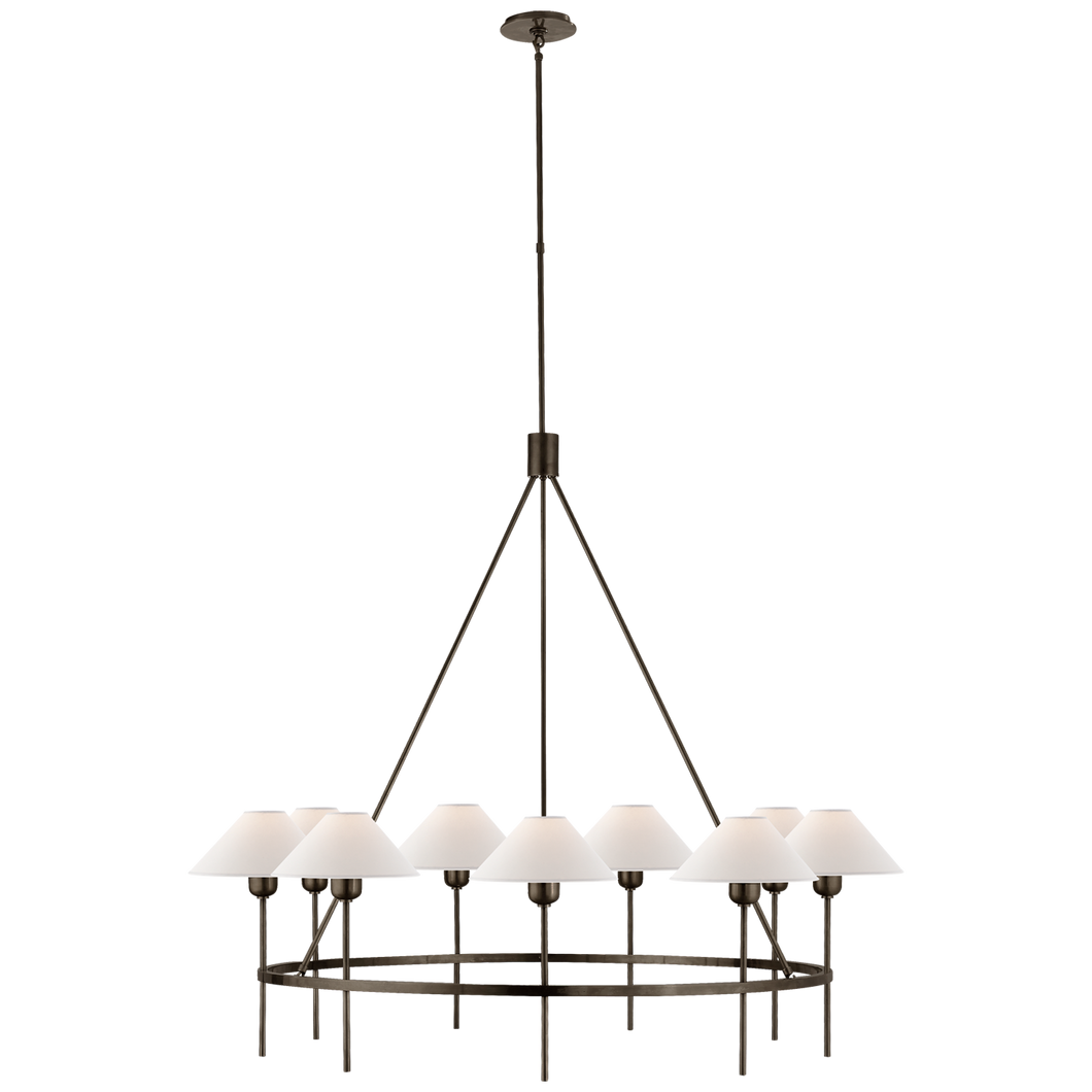 Hackney Large Chandelier in Bronze with Natural Paper Shades