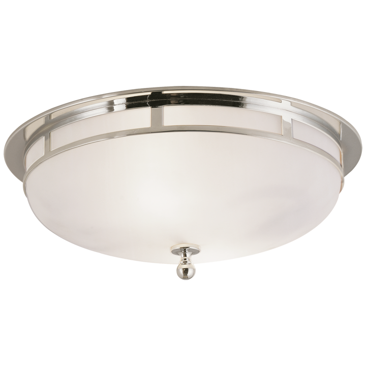 Openwork Large Flush Mount in Polished Nickel with Frosted Glass