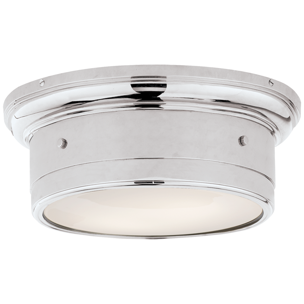 Siena Small Flush Mount in Chrome with White Glass