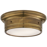 Siena Small Flush Mount in Hand-Rubbed Antique Brass with White Glass