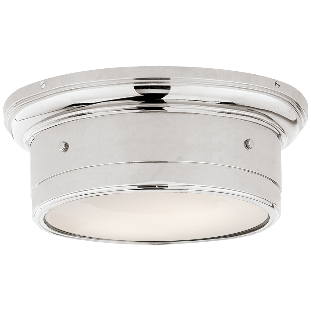 Siena Small Flush Mount in Polished Nickel with White Glass