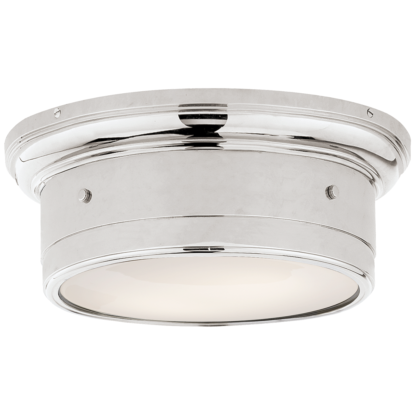 Load image into Gallery viewer, Siena Small Flush Mount in Polished Nickel with White Glass
