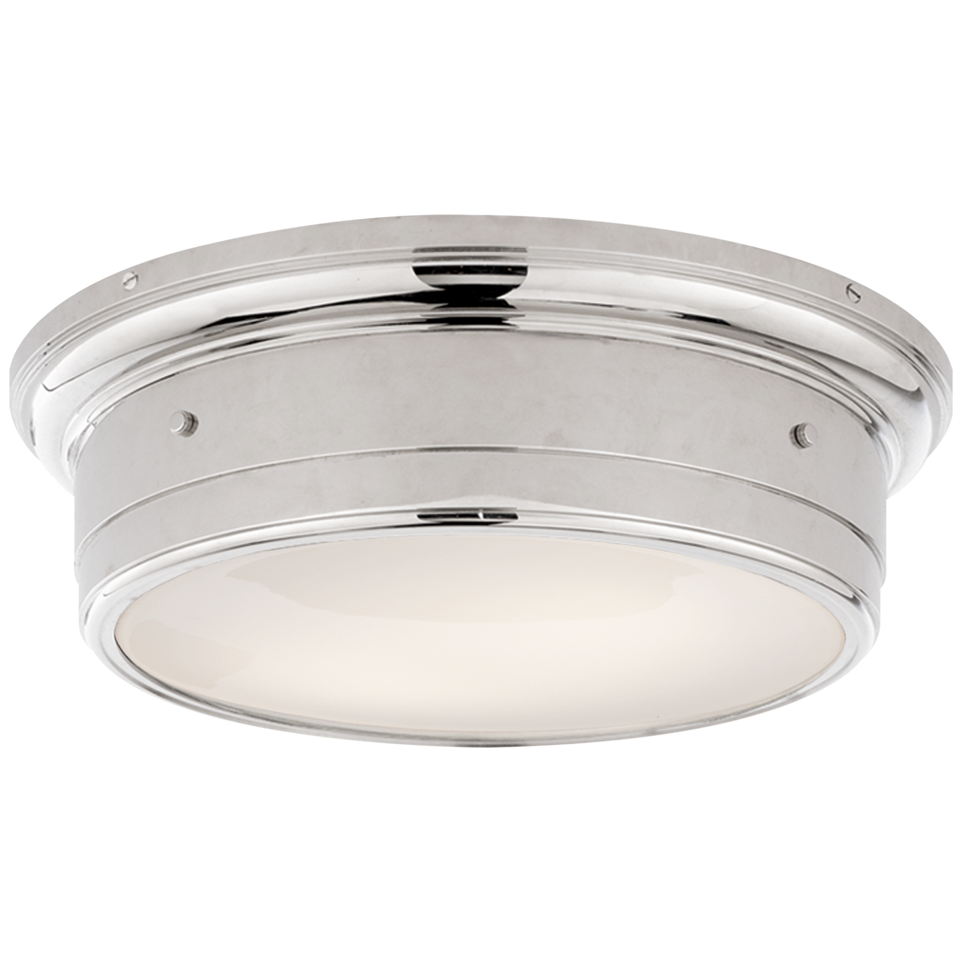 Siena Large Flush Mount in Polished Nickel with White Glass
