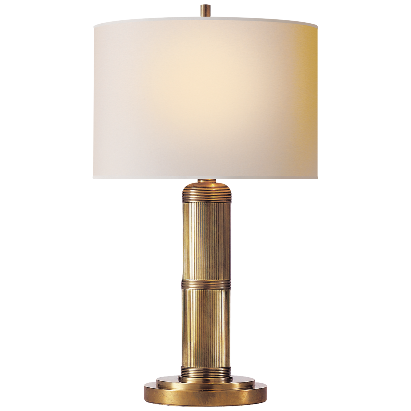 Lade das Bild in den Galerie-Viewer, Longacre Small Table Lamp in Hand-Rubbed Antique Brass with Natural Paper Shade
