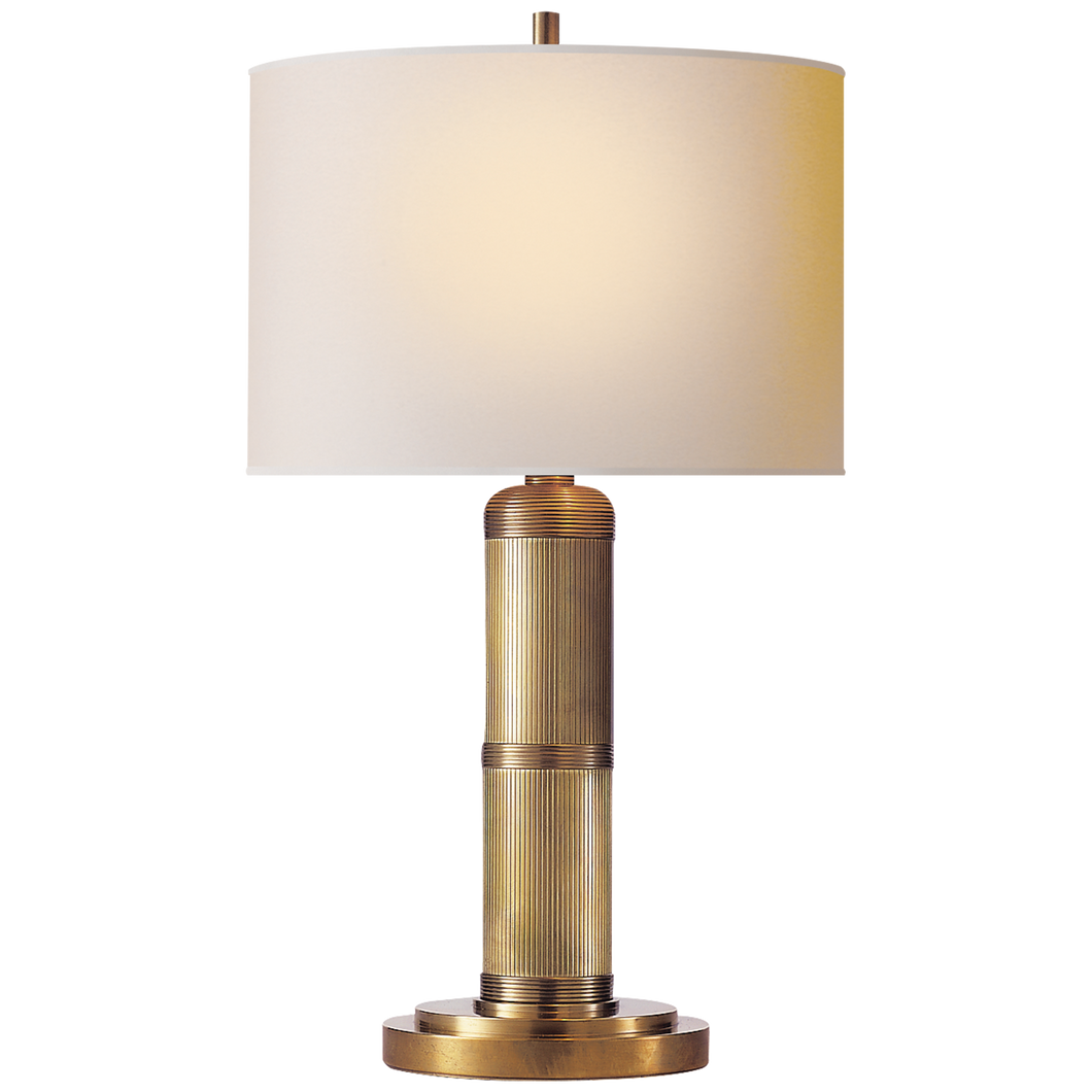 Longacre Small Table Lamp in Hand-Rubbed Antique Brass with Natural Paper Shade