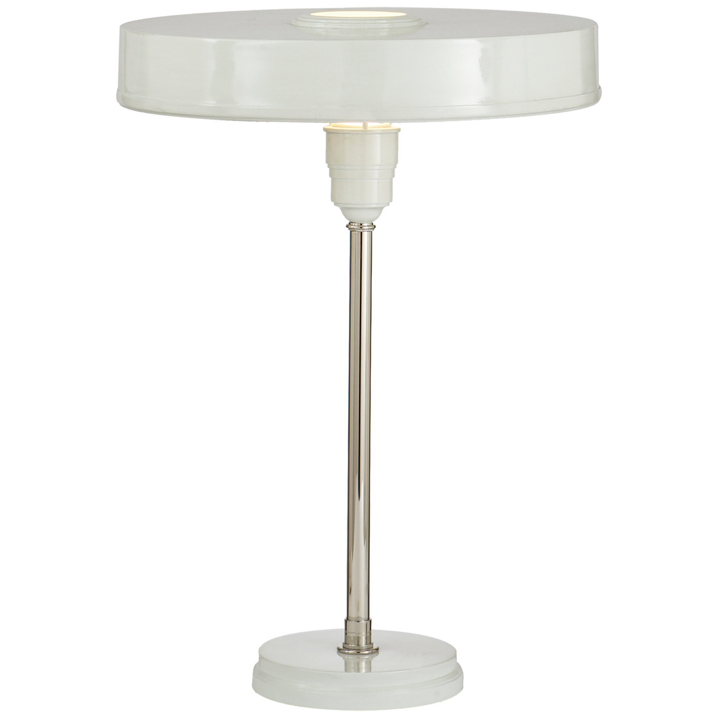 Carlo Table Lamp in Polished Nickel and Antique White
