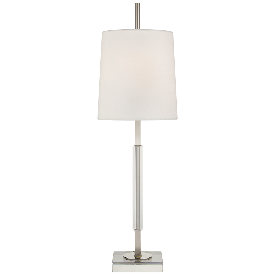 Lexington Medium Table Lamp in Polished Nickel and Crystal with Linen Shade