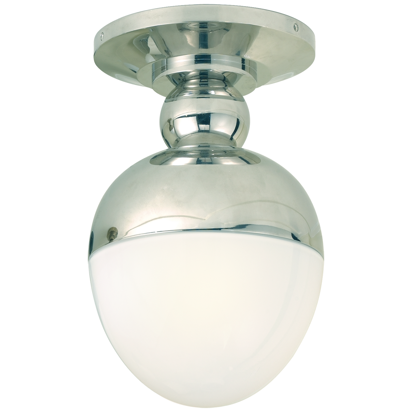 Clark Flush Mount in Polished Nickel with White Glass