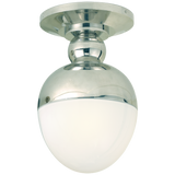 Clark Flush Mount in Polished Nickel with White Glass