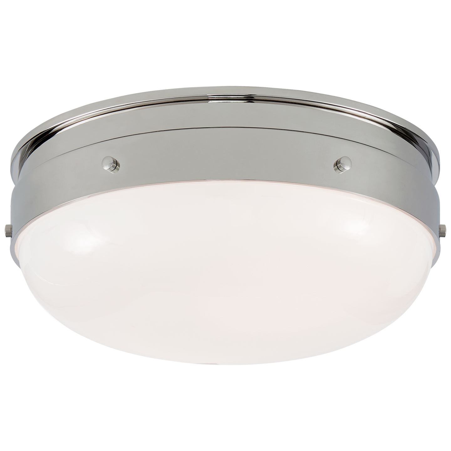 Lade das Bild in den Galerie-Viewer, Hicks Small Flush Mount in Polished Nickel with White Glass
