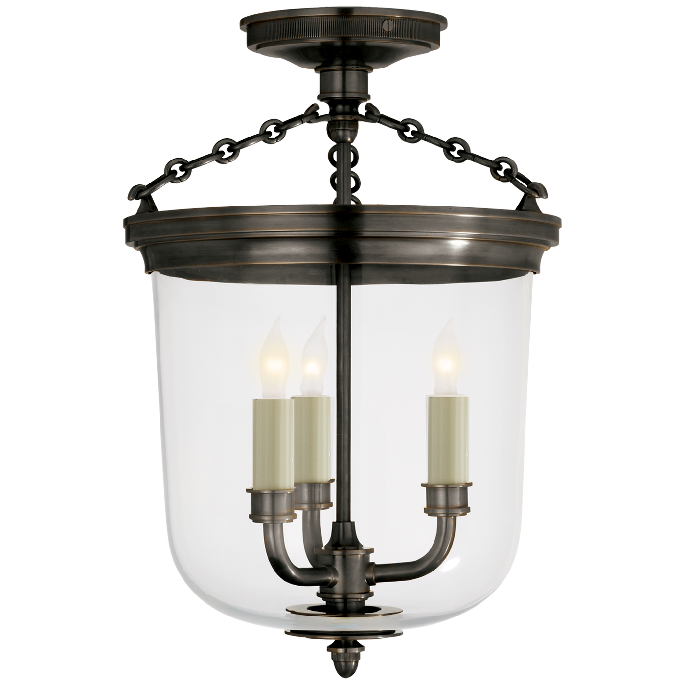 Merchant Semi-Flush in Bronze with Clear Glass