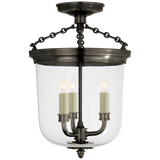 Merchant Semi-Flush in Bronze with Clear Glass