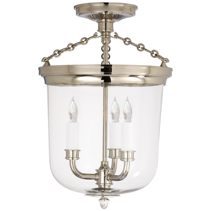 Merchant Semi-Flush in Polished Nickel with Clear Glass