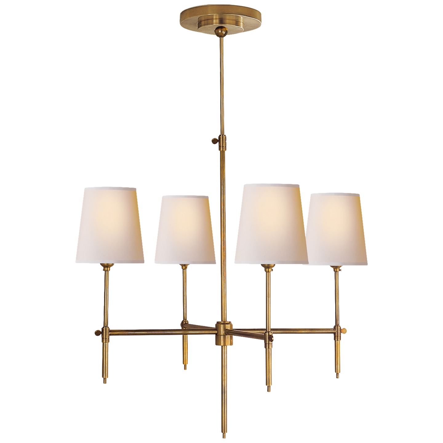 Lade das Bild in den Galerie-Viewer, Bryant Small Chandelier in Hand-Rubbed Antique Brass with Natural Paper Shades
