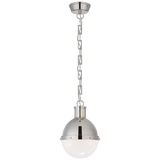 Hicks Small Pendant in Polished Nickel with White Glass