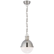 Hicks Small Pendant in Polished Nickel with White Glass