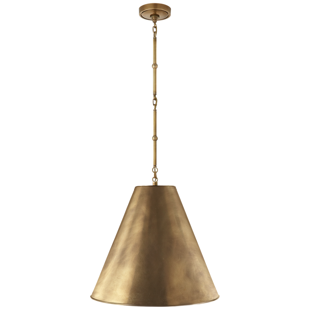 Goodman Medium Hanging Light in Hand-Rubbed Antique Brass with Hand-Rubbed Antique Brass Shade
