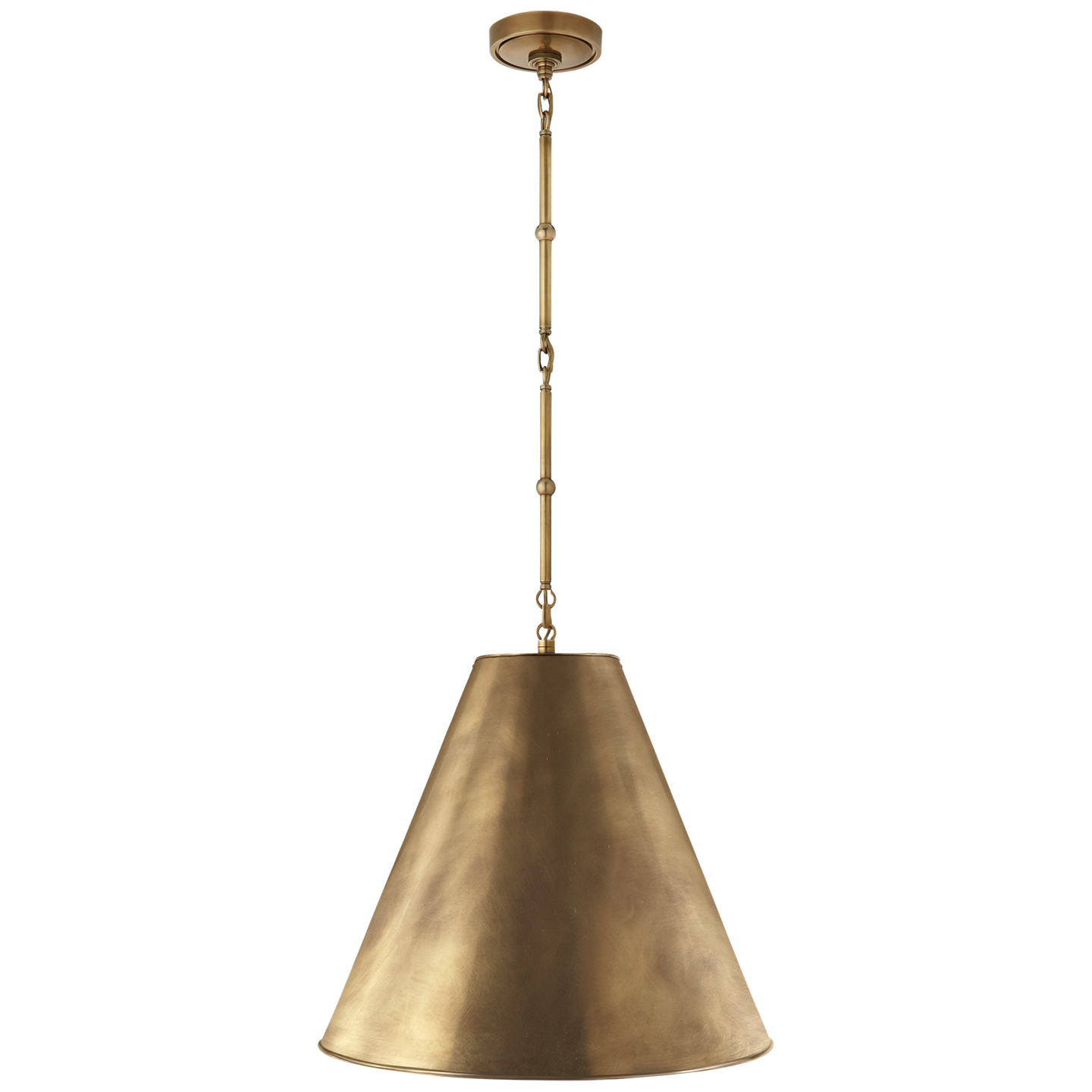 Lade das Bild in den Galerie-Viewer, Goodman Medium Hanging Light in Hand-Rubbed Antique Brass with Hand-Rubbed Antique Brass Shade
