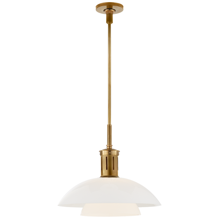 Whitman Medium Pendant in Hand-Rubbed Antique Brass with White Glass Shade