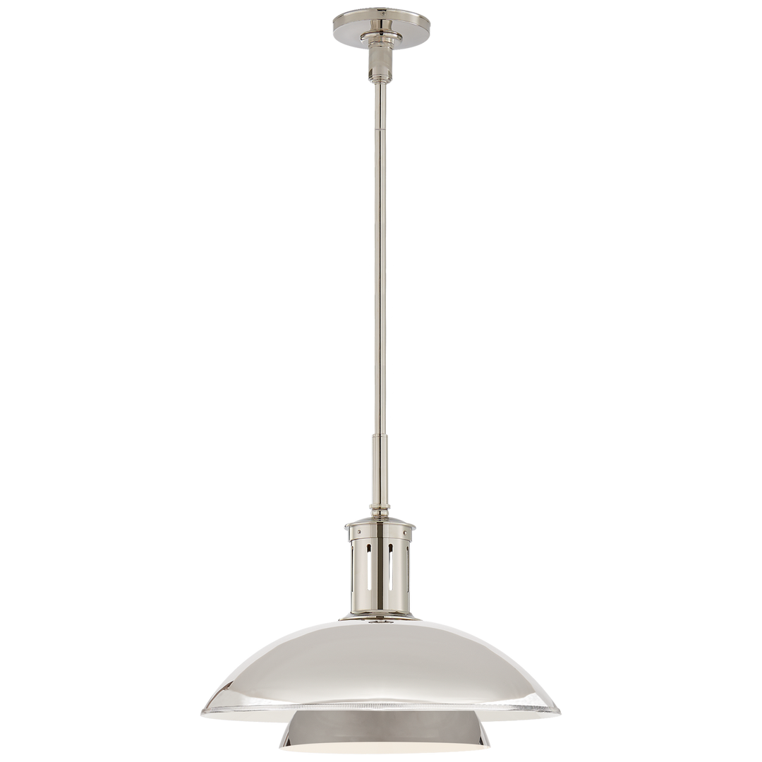 Whitman Medium Pendant in Polished Nickel with Polished Nickel Shade