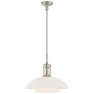 Whitman Medium Pendant in Polished Nickel with White Glass Shade