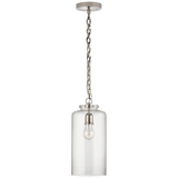 Katie Cylinder Pendant in Polished Nickel with Clear Glass