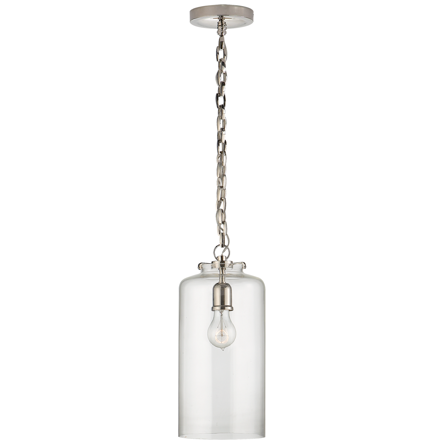 Lade das Bild in den Galerie-Viewer, Katie Cylinder Pendant in Polished Nickel with Clear Glass
