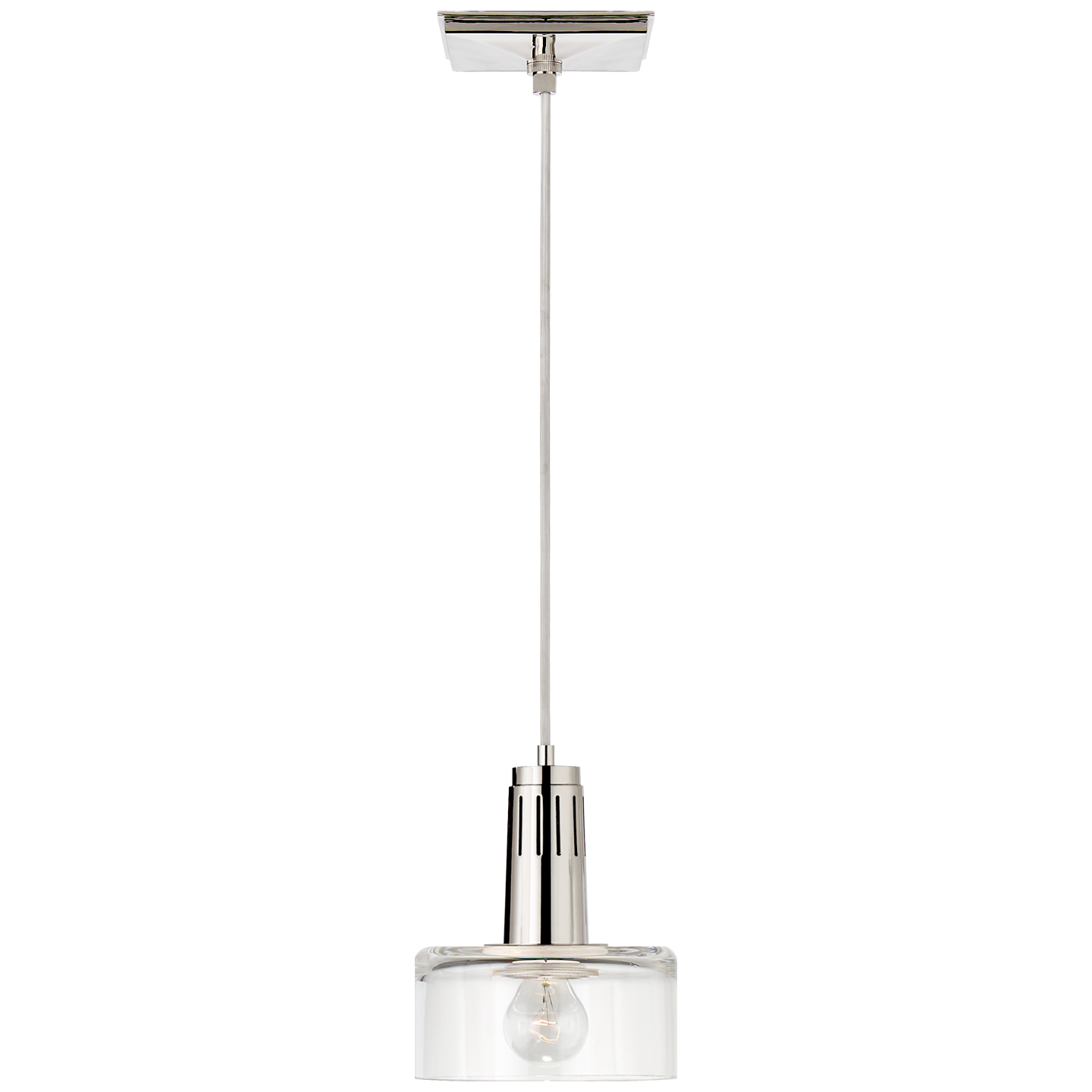Lade das Bild in den Galerie-Viewer, Iris Single Pendant in Polished Nickel with Clear Glass
