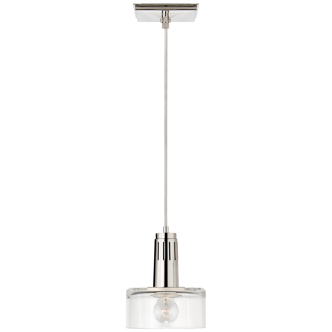 Iris Single Pendant in Polished Nickel with Clear Glass