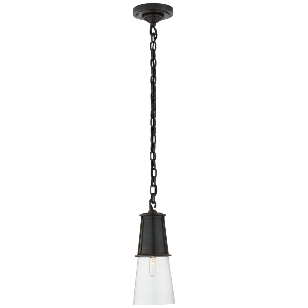 Robinson Small Pendant in Bronze with Clear Glass