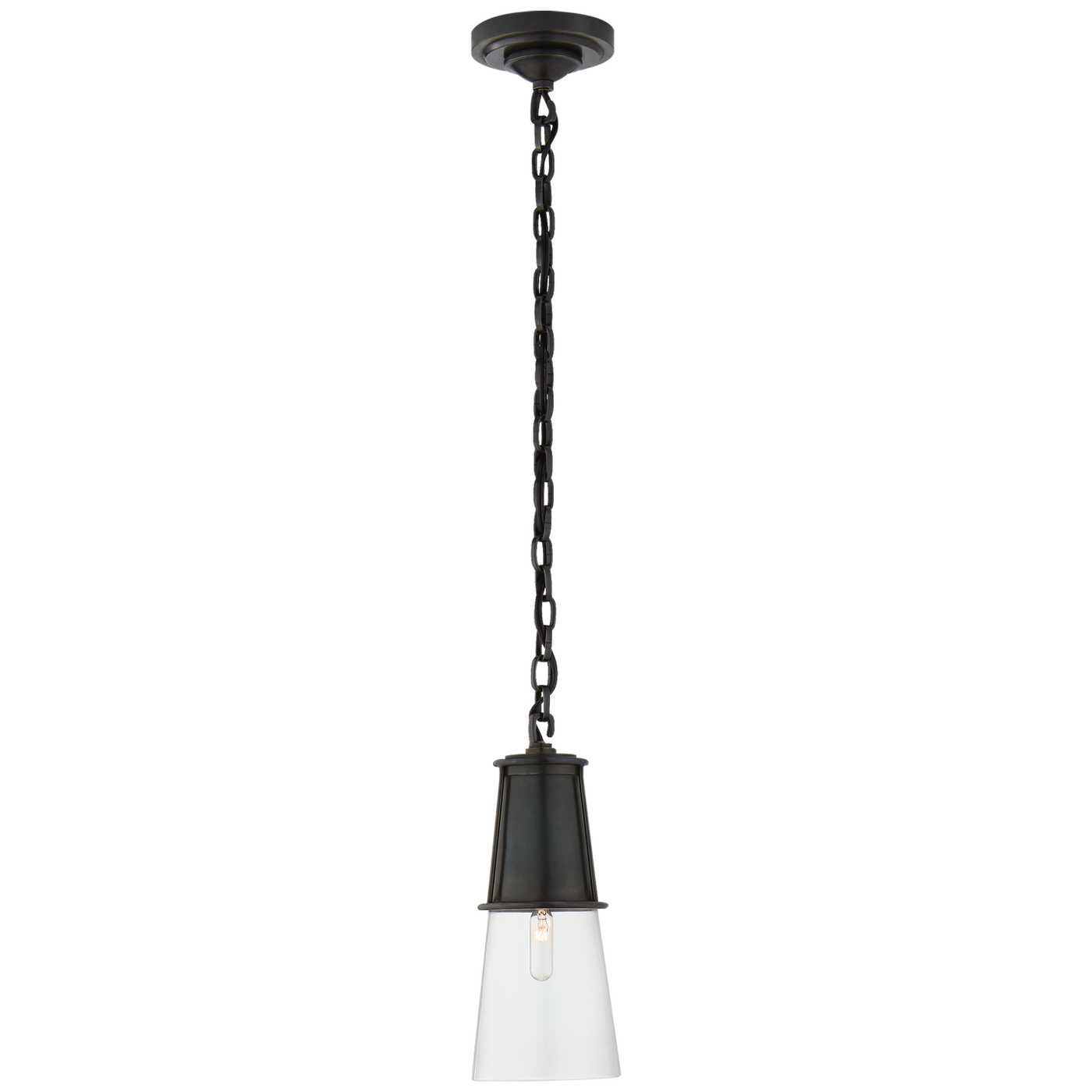 Robinson Small Pendant in Bronze with Clear Glass