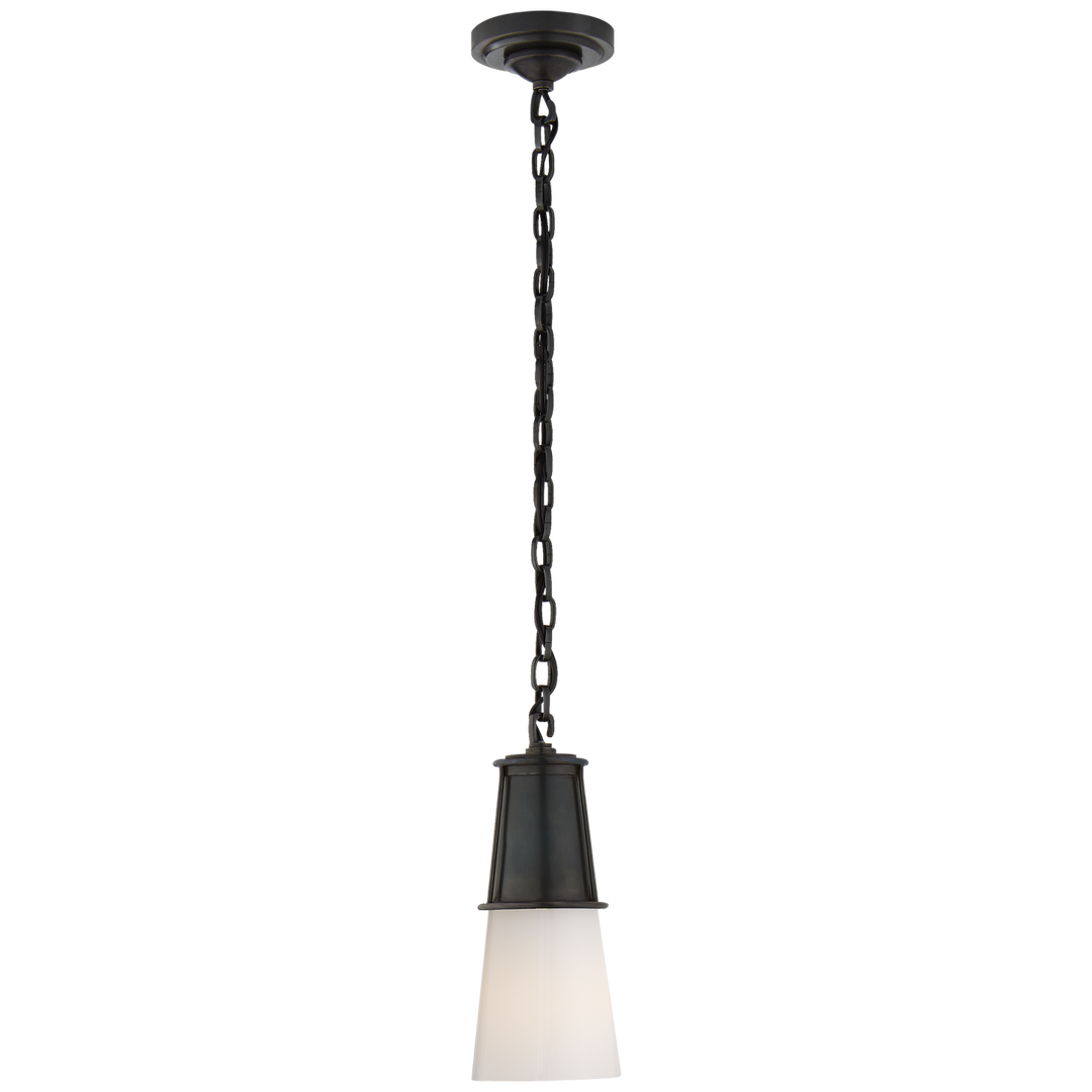 Robinson Small Pendant in Bronze with White Glass