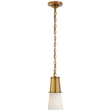 Robinson Small Pendant in Hand-Rubbed Antique Brass with White Glass