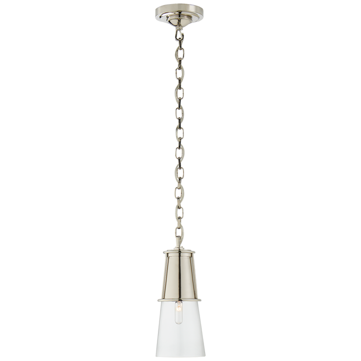 Robinson Small Pendant in Polished Nickel with Clear Glass