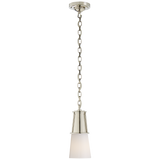 Robinson Small Pendant in Polished Nickel with White Glass