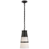 Robinson Medium Pendant in Bronze with White Glass
